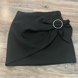 Zara Black Mini Wrap Skirt with Tie Front